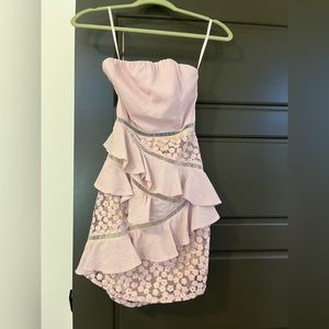 Selfie Leslie - Aramis Strapless Lace & Ruffle Detail Dress Blush SIZE S